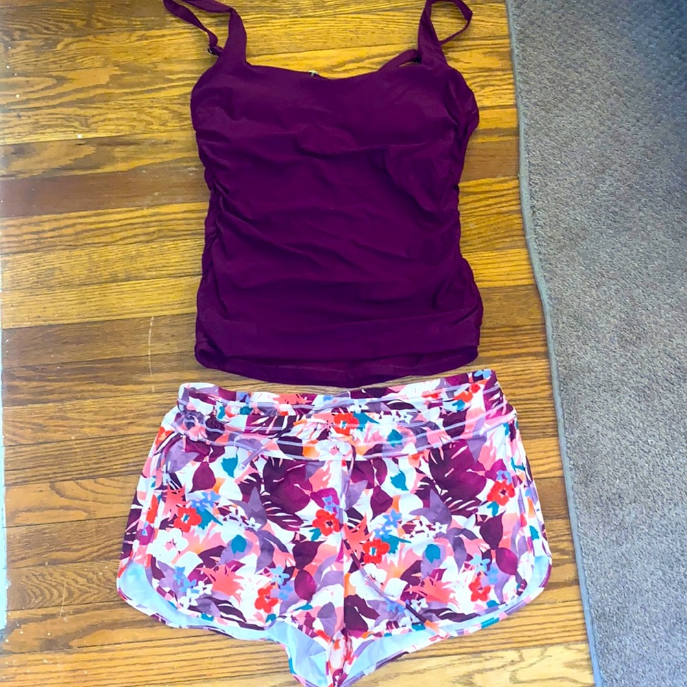 Athleta Tankini top and swim shorts